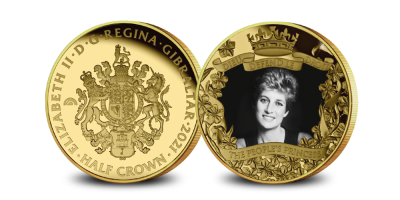 Prinses Diana munt geslagen in Humanium Fairmined goud verguld